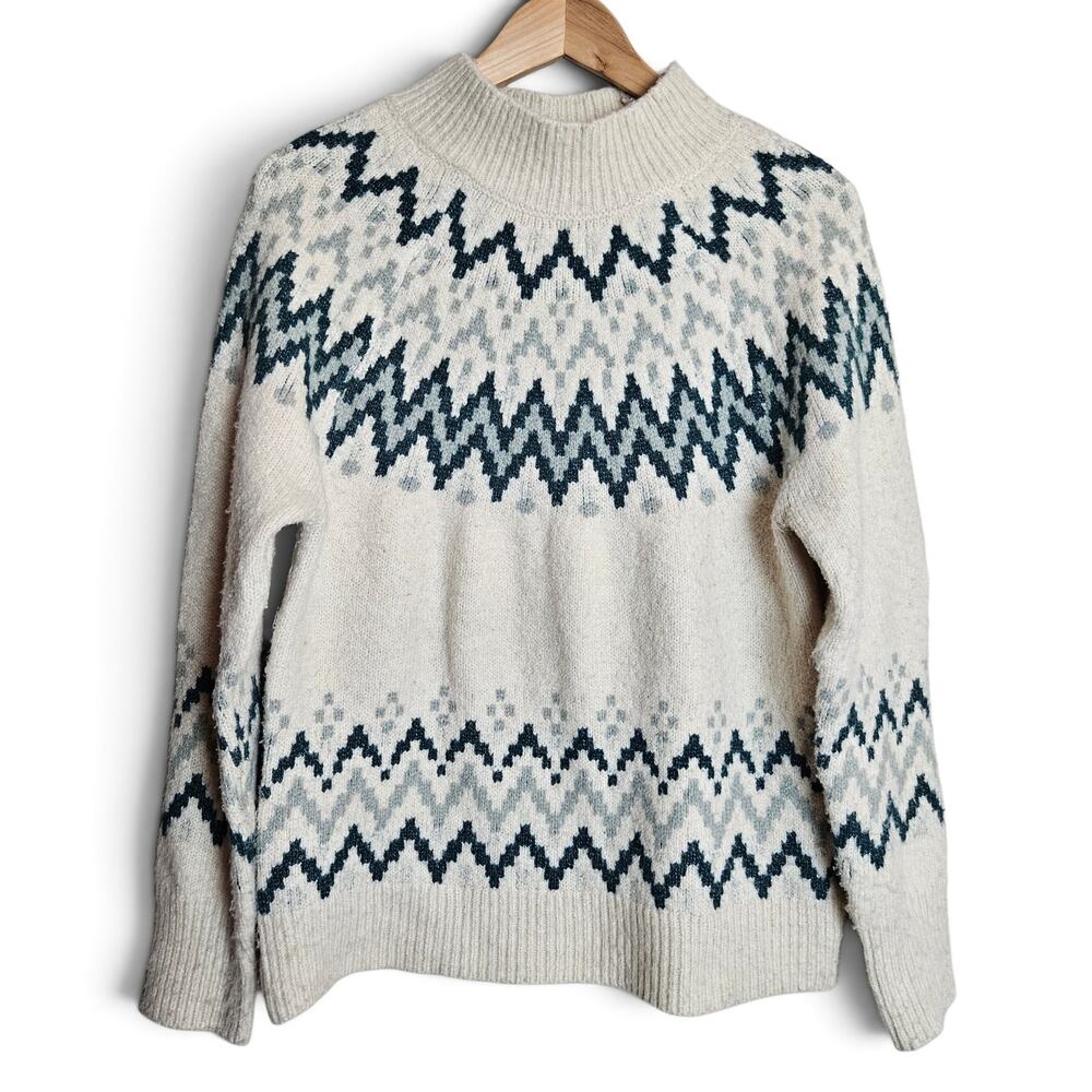 Rachel Zoe Womens Fair Isle Knit Chevron Sweater Size S Cozy Winter Chalet
